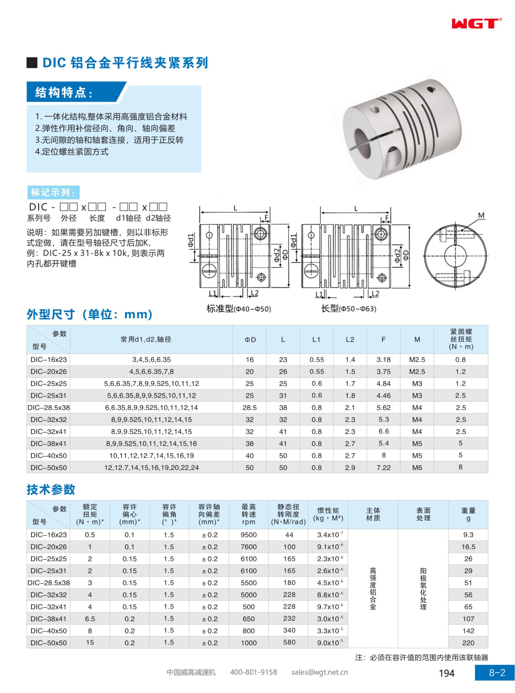 DIC aluminum alloy parallel line clamping series
