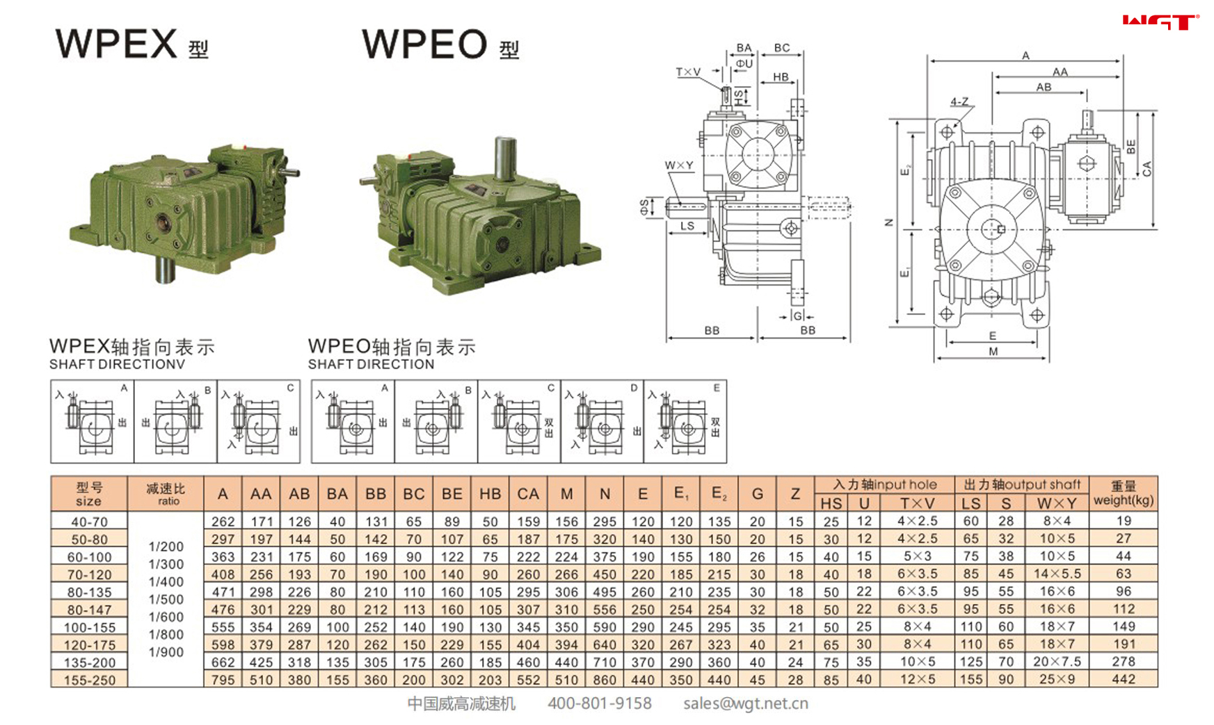 WPEX WPEO60-100 Worm Gear Reducer DOUBLE SPEED REDUCER