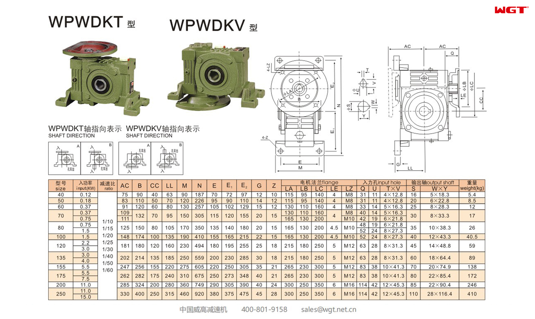 WPWDKT WPWDKV135 worm gear reducer universal reducer